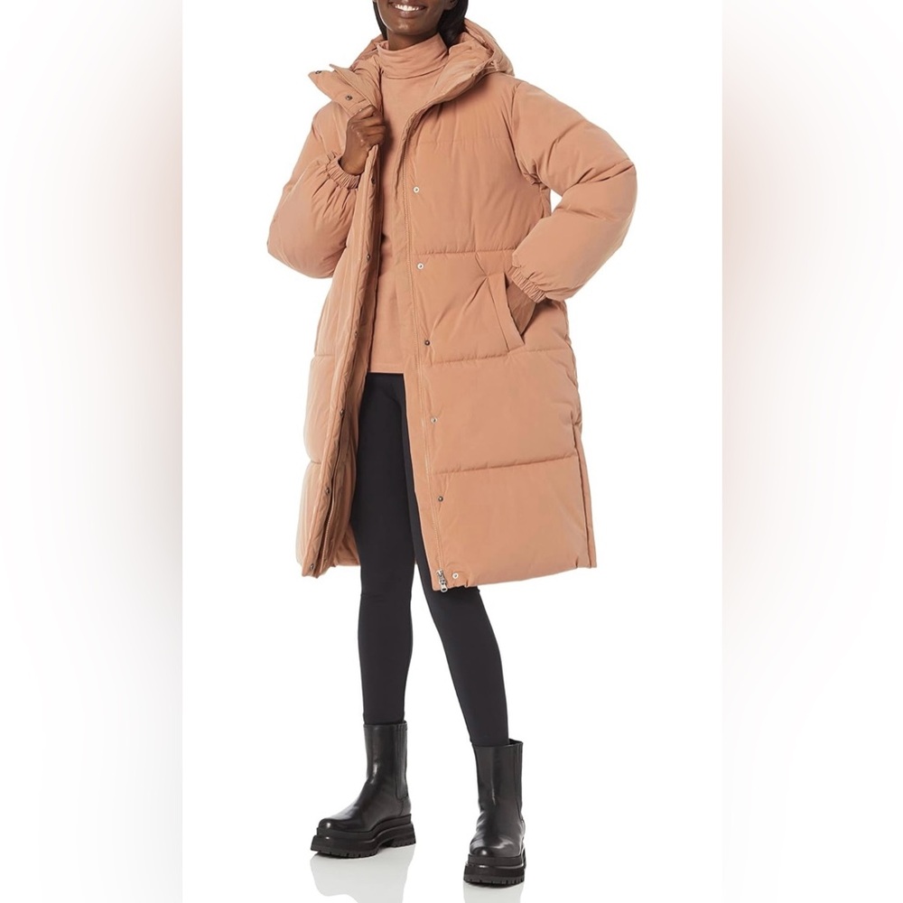 Amazon Essentials Women's Oversized Long Puffer Jacket Green Size L - Picture 2 of 8